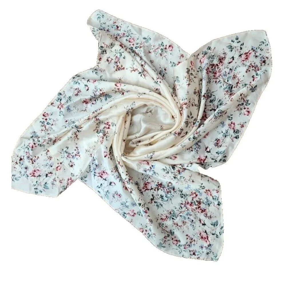 Women's Scarf Cream Red Floral Spring Scarf 27